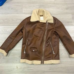 Avec Les Filles Faux Shearling Biker Jacket